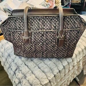 Coach Snakeskin Patterned Bag with Chain Detail